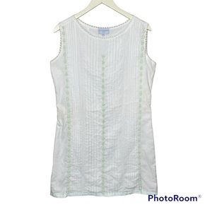 Mi Golondrina white embroidered Eyelet dress green accent medium